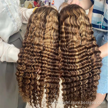 100% Real Mink Brazilian Human Hair Highlight Wig Ombre Color Lace Frontal Cuticle Aligned Virgin Hair Wig